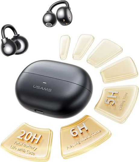 Usams R02 Open Ear Bluetooth Handsfree Earphones with Charging Case Gray view 9