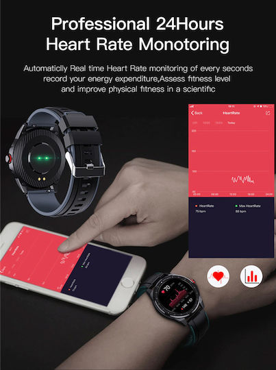 INTIME SN88 Smartwatch with Heart Rate Monitor (Black) view 5