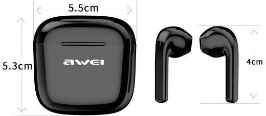 Awei T26 Earbud Bluetooth Handsfree Earphones with Charging Case Black view 6