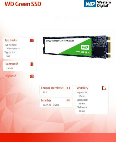 Western Digital WD Green SSD 240GB M.2 SATA III WDS240G2G0B view 7