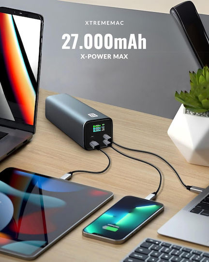 XtremeMac X-Power Max 27000mAh 140W with USB-A Port and 2 USB-C Ports Power Delivery / Quick Charge 3.0 Black view 3