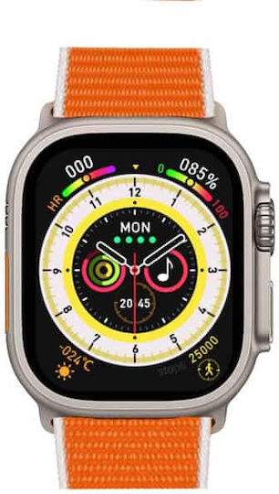 WearFit Pro Series 8 Ultra 49mm Waterproof Smartwatch with Heart Rate Monitor (Orange) view 1