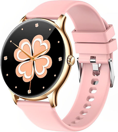 Tokio Fashion Smartwatch Idealstore Round Lcd Screen Ultraslim Bluetooth Calls Android-ios Menstrual Cycle Monitoring Steps Calories Blood Pressure Heart Rate Pedometer Music Control Multisport Gps Longlife Battery Gold view 1