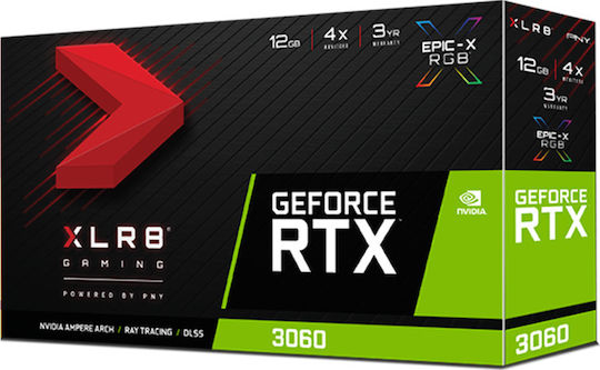 PNY GeForce RTX 3060 12GB GDDR6 REVEL EPIC-X RGB Single Fan Edition Graphics Card view 2