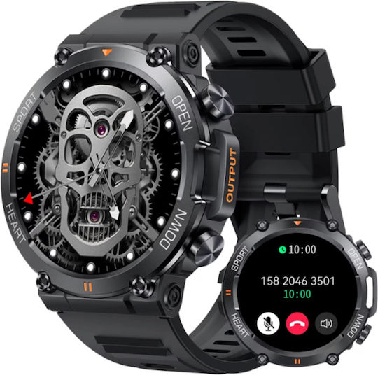 46mm Smartwatch with Heart Rate Monitor (Black) vue 3