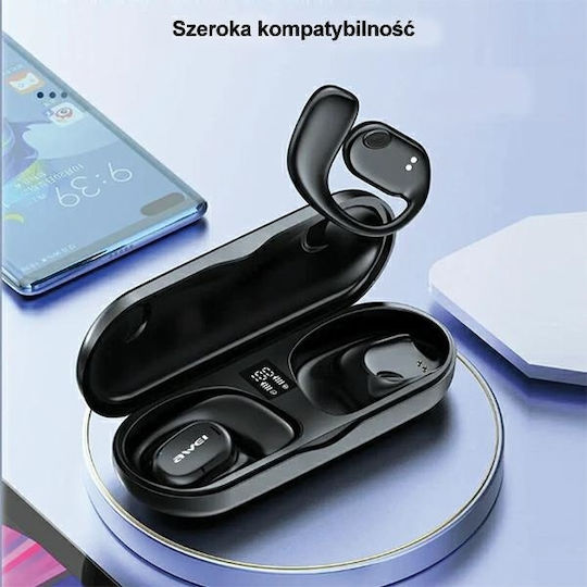 Awei T69 Open Ear Bluetooth Handsfree Earphones with Charging Case Black view 5