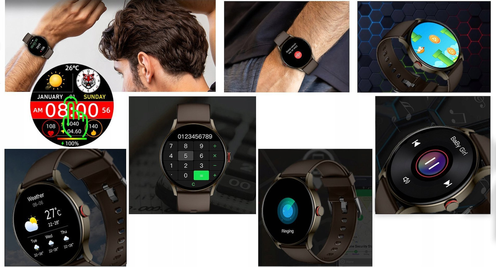 Imilab Imiki TG1 45mm Smartwatch with Heart Rate Monitor (Brown) view 8