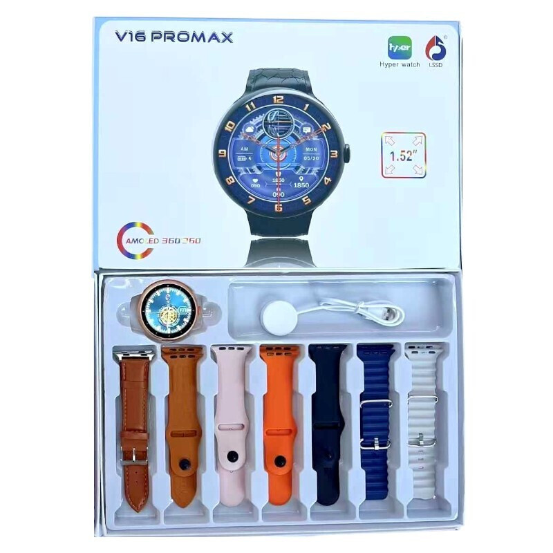 V16 Pro Max 50mm Smartwatch with Heart Rate Monitor (Orange/Brown) view 2