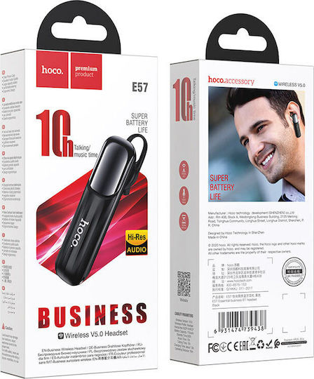 Hoco E57 Essential Earbud Bluetooth Handsfree Earphone Black view 4