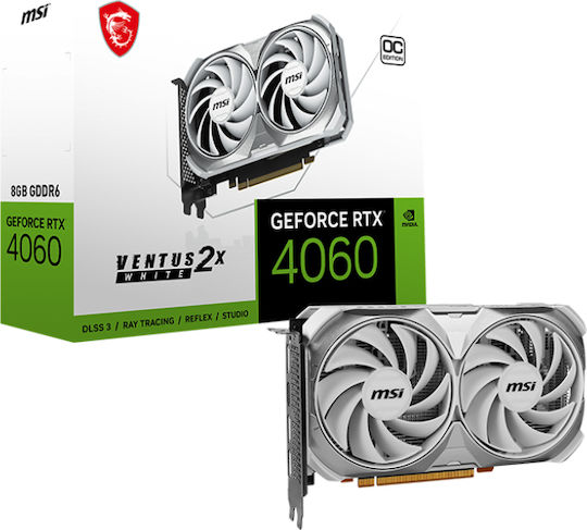 MSI GeForce RTX 4060 8GB GDDR6 VENTUS 2X WHITE OC Graphics Card view 1