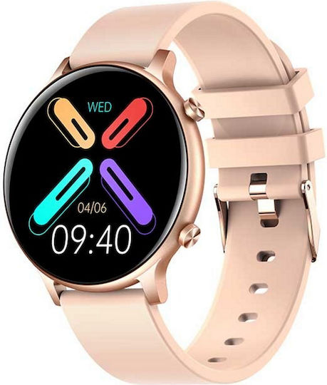Smartwatch Versa Idealstore Screen Size 1.32 Inch Water Resistant Bluetooth Heart Rate Monitor Blood Pressure Blood Oxygen Call Notifications Multi Sport Compatible Ios Android Pink