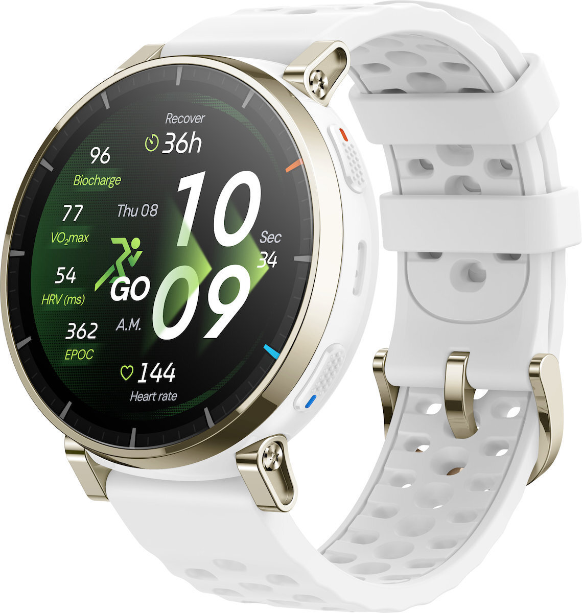 Amazfit Active 3 Premium Stainless Steel 45mm Waterproof Smartwatch with SIM and Heart Rate Monitor White
