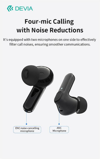 Devia EM408 ANC TWS Pro1 In-ear Bluetooth Handsfree Earphones with Charging Case Black view 5
