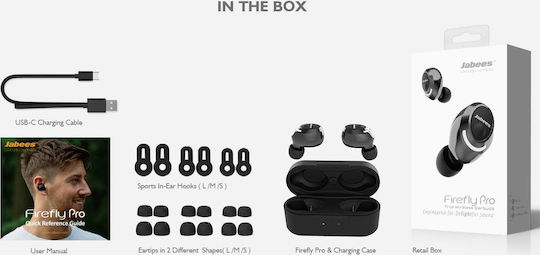 Jabees Firefly Pro In-ear Bluetooth Handsfree Earphones with Charging Case Black view 7