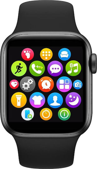 AK76 44mm Smartwatch with Heart Rate Monitor (Black) view 2