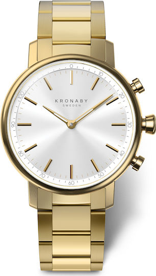 Kronaby Carat Hybrid Stainless Steel 38mm Waterproof Smartwatch (Gold Steel) view 3