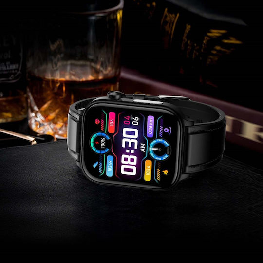 Aoke ET570 Smartwatch with Heart Rate Monitor (Black Case / Black Silicone Strap) view 3