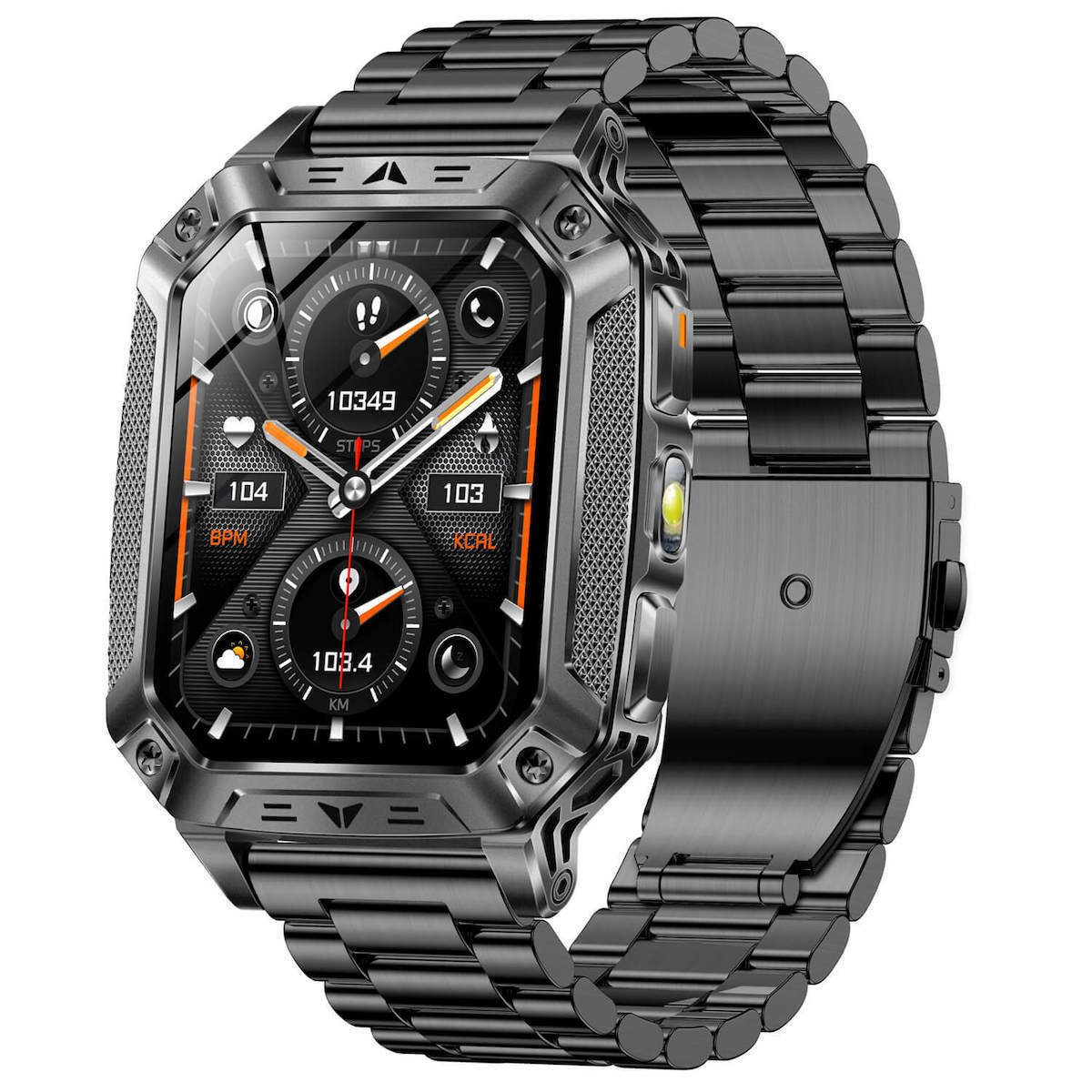 Microwear AK86 Smartwatch with Heart Rate Monitor Black Steel
