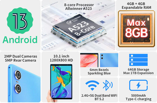 Teclast P26T 10.1" Tablet (4GB/64GB) Blue view 3