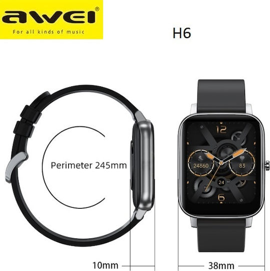 Awei H6 Smartwatch with Heart Rate Monitor (Black) vista 8
