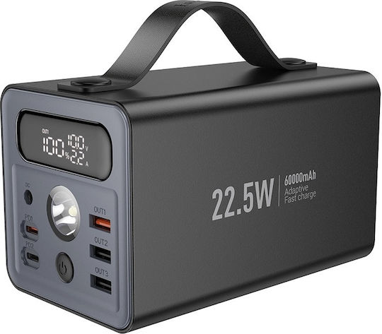 Hoco J138 Power Bank 60000mAh 22.5W with 3 USB-A Ports and 2 USB-C Ports Power Delivery / Quick Charge 3.0 Black view 1