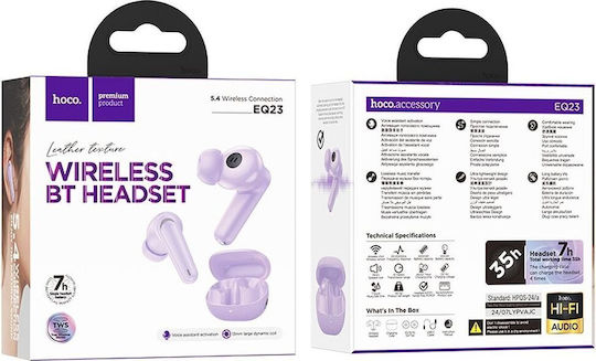 Hoco EQ23 In-ear Bluetooth Handsfree Earphones with Charging Case Purple view 2