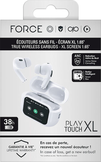 Force Play Bluetooth 5.3 Earbuds 1.65'' Touchscreen Charging Case White दृश्य 5