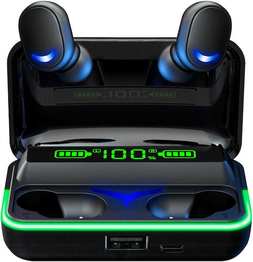 Rebel SN-E10 In-ear Bluetooth Handsfree Earphones with Charging Case Black view 1