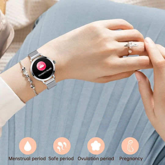 Aoke NX7 Pro Smartwatch with Heart Rate Monitor (Pink - Gold Case / Pink - Gold Metallic Strap) view 5