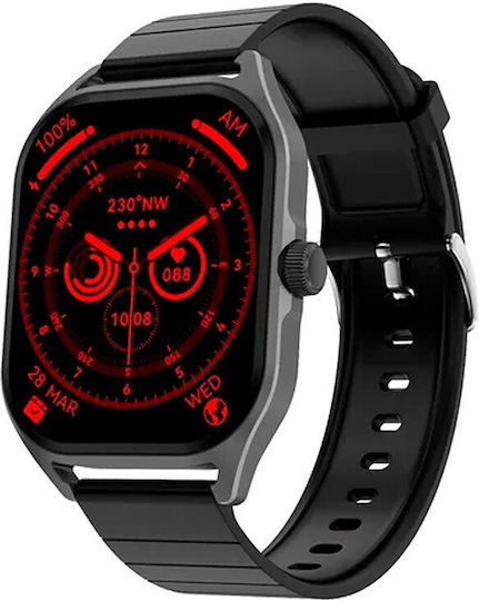 NO.1 DT99 Smartwatch with Heart Rate Monitor (Black Case / Black Silicone Strap)