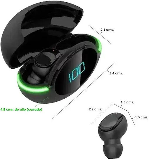 AKS-T90 In-ear Bluetooth Handsfree Earphones with Charging Case Black view 2