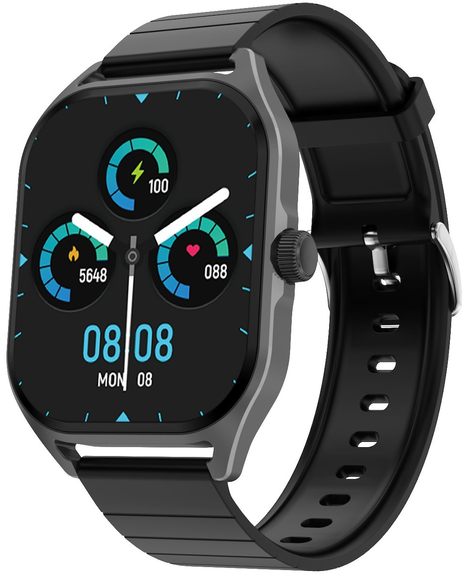 TrendFit Ultra Aluminium Smartwatch with Heart Rate Monitor (Black)