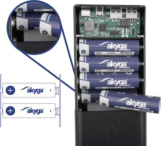 Akyga Power Bank 22.5W Power Delivery Black view 6
