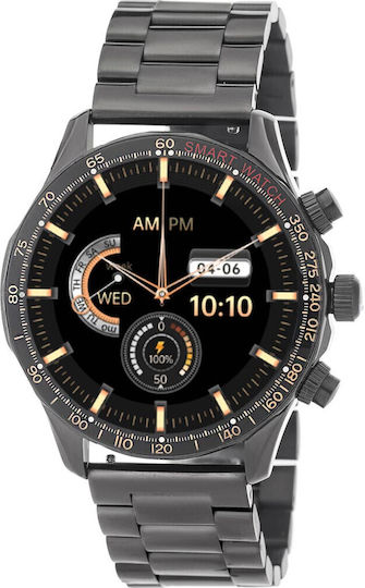 3Guys 3GW6802 Stainless Steel 45mm Smartwatch with Heart Rate Monitor (Black)