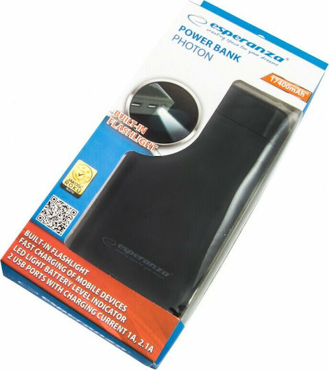 Esperanza EMP120 Power Bank 17400mAh with 2 USB-A Ports Black vue 5