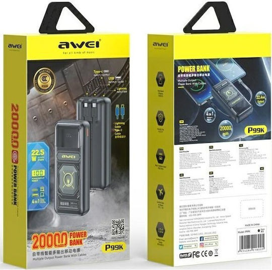 Awei P99K Power Bank 20000mAh 22.5W Black view 2