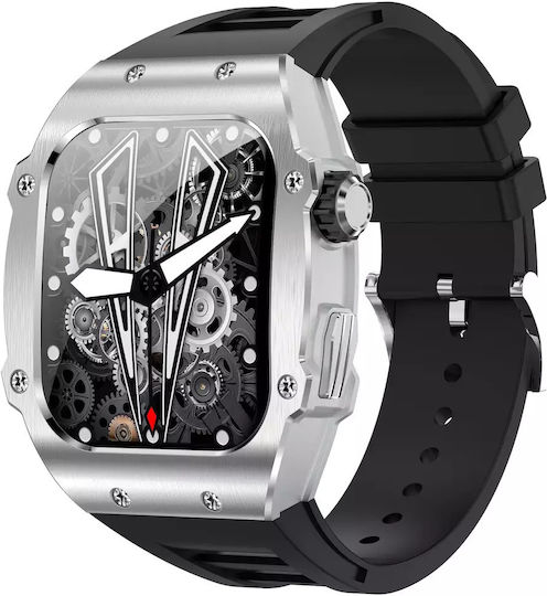 Men's Smart Watch Nubi Ak55 Amoled Display Bluetooth Call 650 Mah Battery Pulse Calories Blood Pressure Remote Camera Ai Voice Assistant Silver view 2