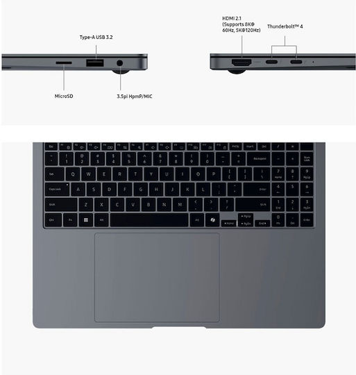 Samsung Galaxy Book4 Pro 16" OLED Touchscreen 120Hz (Ultra 7-155H/32GB/1TB SSD/W11 Home) Moonstone Gray (US Keyboard) vue 4