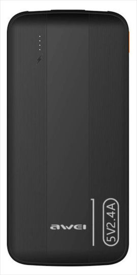 Awei P20K Power Bank 10000mAh with 2 USB-A Ports Black vue 3