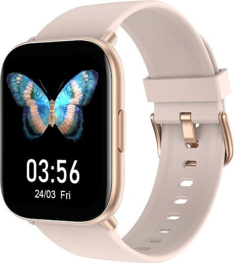 Oromed Oro Fit Pro Stainless Steel 46mm Waterproof Smartwatch with Heart Rate Monitor (Pink) view 1