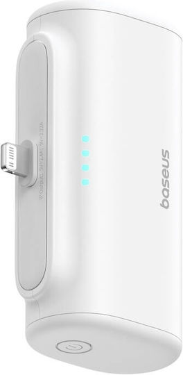 Baseus Compact Series Built-in Type-C Power Bank 5000mAh 20W with USB-C Port Power Delivery / Quick Charge 3.0 White view 3