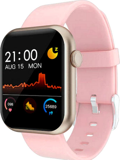 Idealstore Refined Legend Smartwatch 1.3 Inch 2.5d Ips Display Curved Edges Silicone Strap Ip67 Monitors Heart Rate Blood Pressure Blood Oxygen Sleep Burned Calories Pink