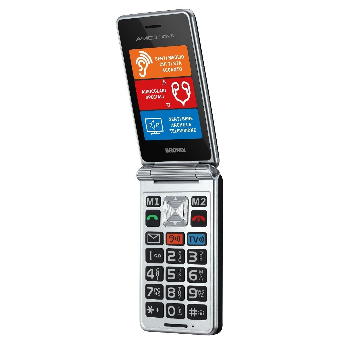 Brondi Amico Super TV Dual SIM Mobile with Large Buttons Gray view 2