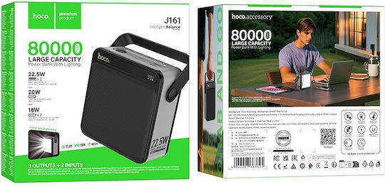 Hoco J161 Power Bank 80000mAh 22.5W with 2 USB-A Ports and USB-C Power Delivery Port Black vue 8