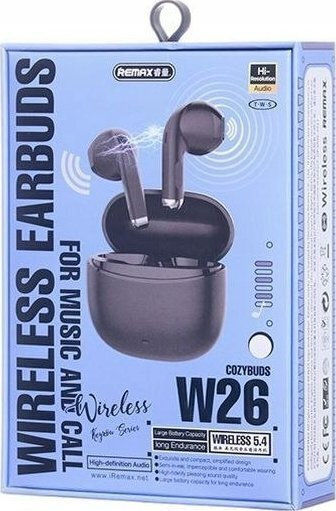 Remax W26 Earbud Bluetooth Handsfree Earphones with Charging Case Black view 4