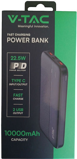V-TAC Power Bank 10000mAh with USB-A Port and USB-C Port Black view 2