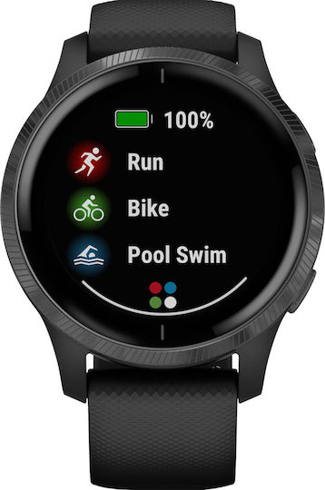 Garmin Venu Stainless Steel 43mm Waterproof Smartwatch with Heart Rate Monitor (Slate / Black) view 2