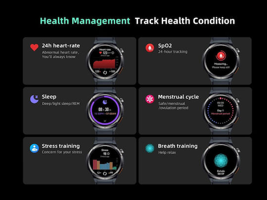 QCY Active GX Watch S12 Aluminium 47mm with Heart Rate Monitor (Black) view 2