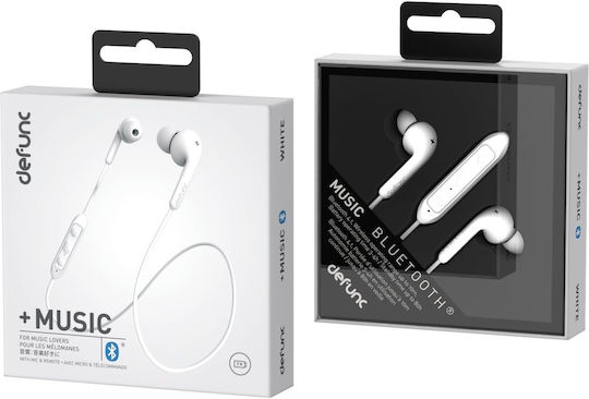 Defunc Music Plus In-ear Bluetooth Handsfree Earphones White view 3