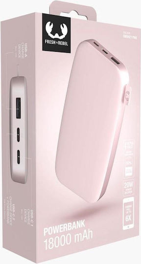 Fresh 'n Rebel Power Bank 18000mAh 20W with USB-A Port and 2 USB-C Ports Power Delivery Smokey Pink view 2